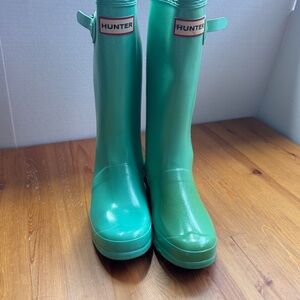 Hunter Green Rain Boots size 3/4